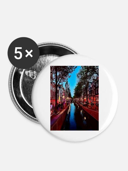 Amsterdam - Buttons groß 56 mm (5er Pack) - Weiß