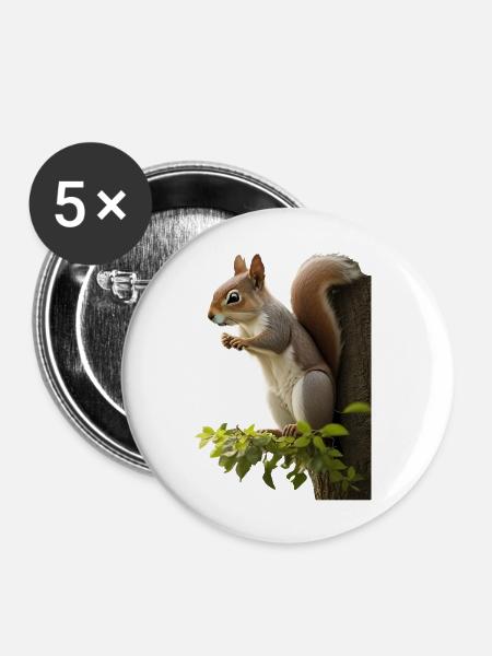 Eichhörnchen - Buttons groß 56 mm (5er Pack) - Weiß