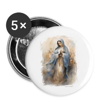 Heilige Maria Maria Madonna Mariana Jungfrau Maria Heilig - Buttons groß 56 mm (5er Pack) - Weiß - Vorne