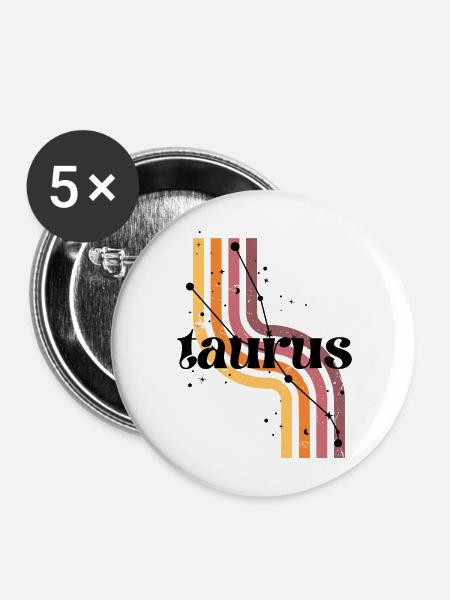 Stier Retro-Horoskop - Buttons groß 56 mm (5er Pack) - Weiß