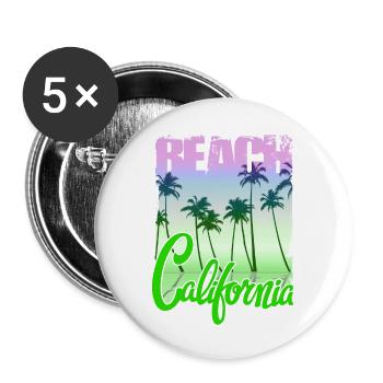Vintage Blumen Strand Kalifornien Retro Garten USA - Buttons groß 56 mm (5er Pack) - Weiß - Vorne