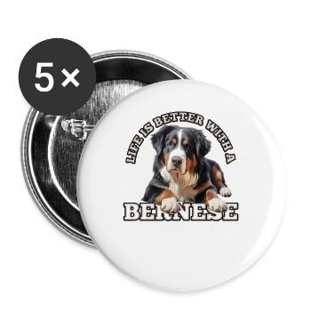 Bouvier bernois - Lot de 5 grands badges (56 mm) - blanc - Devant