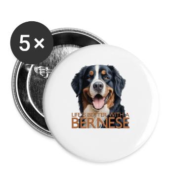 Bouvier bernois - Lot de 5 grands badges (56 mm) - blanc - Devant