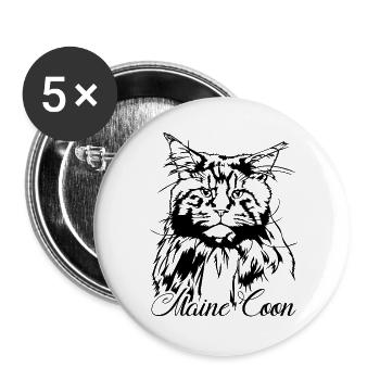 Maine Coon Cat Cats Pedigree Cat Wilsigns - Buttons large 2.2''/56 mm (5-pack) - white - Front