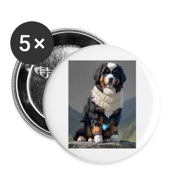 Bouvier bernois - Lot de 5 grands badges (56 mm) - blanc - Devant