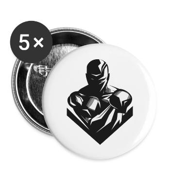 Boxerwappen - Buttons groß 56 mm (5er Pack) - Weiß - Vorne