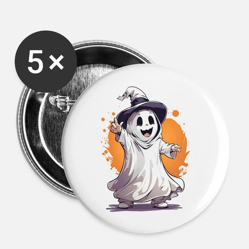 Skeleton halloween with pupkins - Buttons large 2.2''/56 mm (5-pack) - white