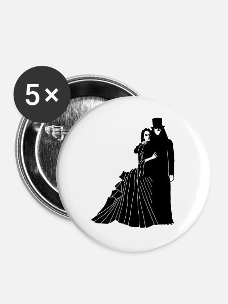 Geisterhaftes Paar - Buttons groß 56 mm (5er Pack) - Weiß