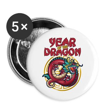 Chinese New Year Dragon China Asian I Gift - Buttons large 2.2''/56 mm (5-pack) - white - Front
