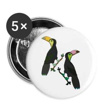 Toucan Two - Buttons large 2.2''/56 mm (5-pack) - white - Front