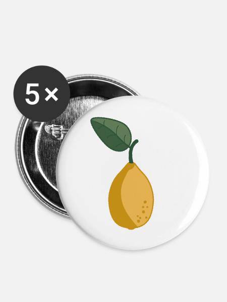 Zitrone - Buttons groß 56 mm (5er Pack) - Weiß