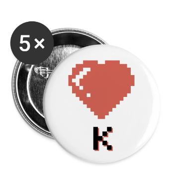 Heart King - Buttons large 2.2''/56 mm (5-pack) - white - Front