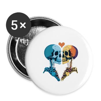 Kissing romantic skeletons - Buttons large 2.2''/56 mm (5-pack) - white - Front