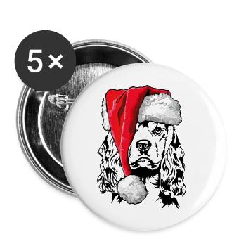 Père Noël American Cocker Spaniel Chiens de Noël - Lot de 5 grands badges (56 mm) - blanc - Devant