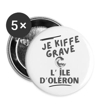 Je kiffe grave l'île d'Oléron 2 - Lot de 5 grands badges (56 mm) - blanc - Devant