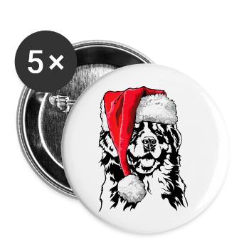 Chien de montagne de Santa Bernese Chiens de Noël Wilsigns - Lot de 5 grands badges (56 mm) - blanc - Devant