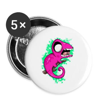 Chamäleon - Buttons groß 56 mm (5er Pack) - Weiß - Vorne