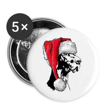 Père Noël allemand Chiens de Noël à poil court Wilsigns - Lot de 5 grands badges (56 mm) - blanc - Devant