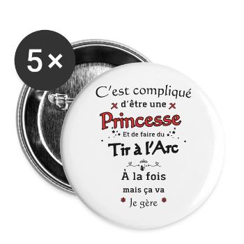Princesse Et Tir à l'Arc - Lot de 5 grands badges (56 mm) - blanc - Devant