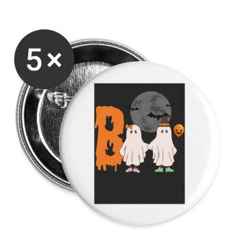 Halloween Boo - Buttons groß 56 mm (5er Pack) - Weiß - Vorne