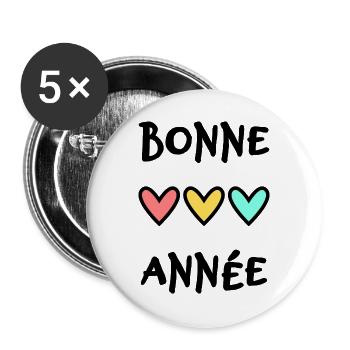 NOËL. ANNEE. ANNIVERSAIRE. RETRAITE. PAPA. MAMAM. - Lot de 5 grands badges (56 mm) - blanc - Devant
