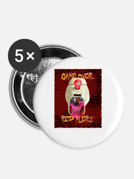 Game over red alert - Buttons groß 56 mm (5er Pack) - Weiß