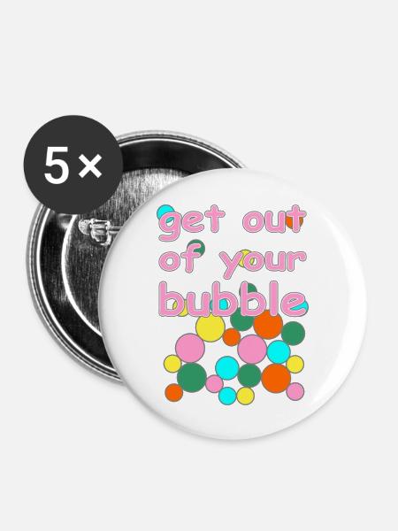 bubble englische Version - Buttons groß 56 mm (5er Pack) - Weiß
