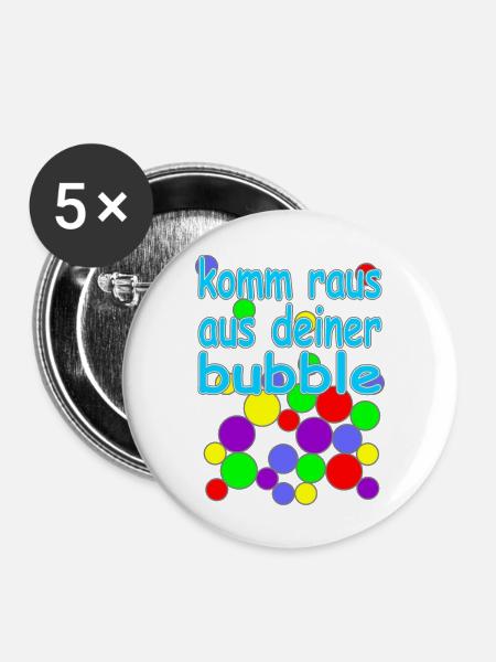 bubble deutsche Version Nr.2 - Buttons groß 56 mm (5er Pack) - Weiß