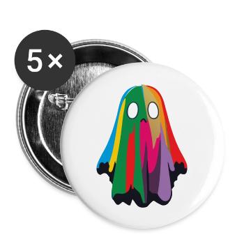 Fantôme mignon et coloré / Halloween - Lot de 5 grands badges (56 mm) - blanc - Devant