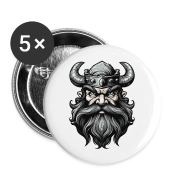 gehörnter Helm - Buttons groß 56 mm (5er Pack) - Weiß - Vorne