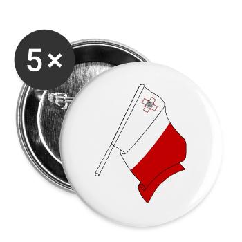 Flagge von Malta - Buttons groß 56 mm (5er Pack) - Weiß - Vorne