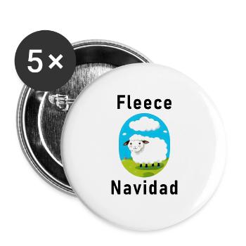 "Fleece Navidad" Christmas festive pun - Buttons large 2.2''/56 mm (5-pack) - white - Front