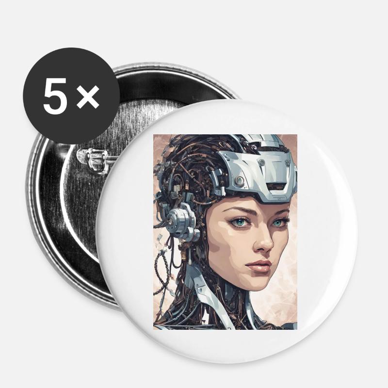 Artificial intelligence, the winning combination - Buttons large 2.2''/56 mm (5-pack) - white