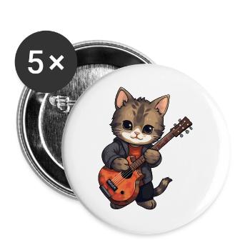 Cat with Guitar, Hangover, Pets, Cats - Buttons large 2.2''/56 mm (5-pack) - white - Front