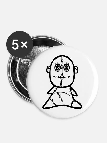 voodoo puppe - Buttons groß 56 mm (5er Pack) - Weiß