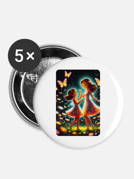 personalisiertes Design-Muttergeschenk - Buttons groß 56 mm (5er Pack) - Weiß