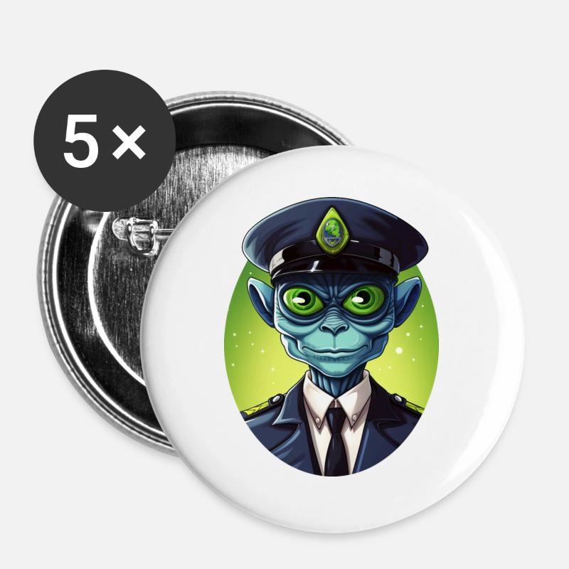 Alien Cop - Buttons large 2.2''/56 mm (5-pack) - white