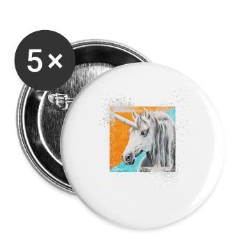 Einhorn Hengst Mietron - Sonja Ariel von Staden - Buttons groß 56 mm (5er Pack) - Weiß - Vorne