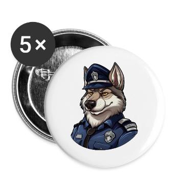 Police Wolf - Buttons large 2.2''/56 mm (5-pack) - white - Front