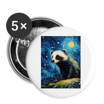 Dachs van gogh sternennacht - Buttons groß 56 mm (5er Pack) - Weiß - Vorne