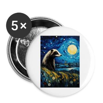 dachs, van gogh, sternennacht, tier - Buttons groß 56 mm (5er Pack) - Weiß - Vorne