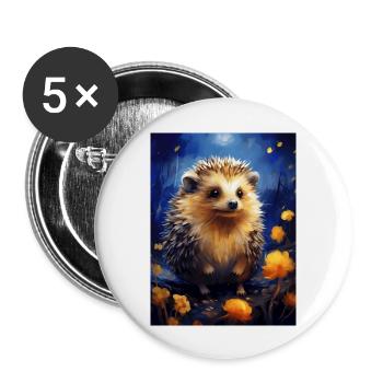 Hérisson, Van Gogh, Nuit Étoilée, Animal - Lot de 5 grands badges (56 mm) - blanc - Devant