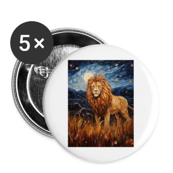 Lion, Van Gogh, Nuit Étoilée, Animal, Lions - Lot de 5 grands badges (56 mm) - blanc - Devant