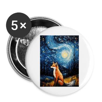 fuchs, Sternennacht, Van Gogh, Style - Buttons groß 56 mm (5er Pack) - Weiß - Vorne