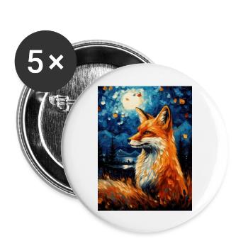 Fuchs Van Gogh Style - Buttons groß 56 mm (5er Pack) - Weiß - Vorne