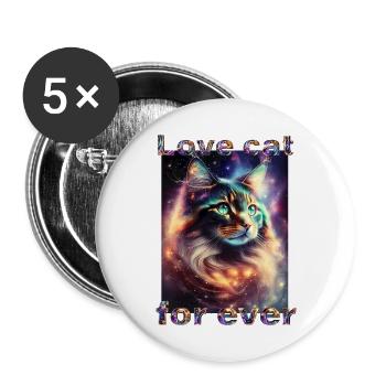 Maine Coon Magic: Love Forever...! - Buttons large 2.2''/56 mm (5-pack) - white - Front