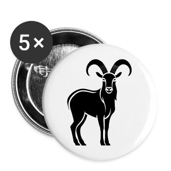 Chèvre - Lot de 5 grands badges (56 mm) - blanc - Devant