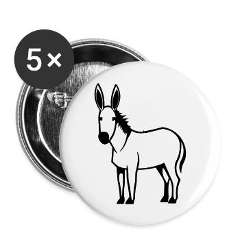 Esel - Buttons groß 56 mm (5er Pack) - Weiß - Vorne