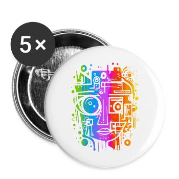 Graffiti Street Art Spray pochoir Vintage rétro - Lot de 5 grands badges (56 mm) - blanc - Devant