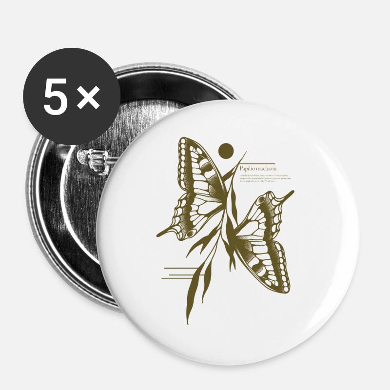 Schwalbenschwanz Schmetterling -Variant - Buttons groß 56 mm (5er Pack) - Weiß